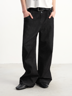 JCAESAR Double‑Waist Slight Flare Raw Denim Trousers - jcaesarclo