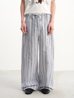 JCAESAR Striped Pleated Tie-Waist Trousers - jcaesarclo