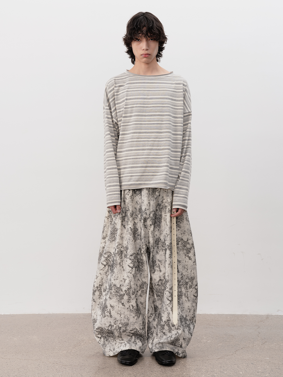 JCAESAR Gray And White Striped Rolled-up Long Sleeve Shirt - jcaesarclo