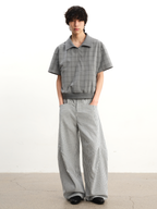 JCAEASAR Ribbed-neck half-zip plaid tee