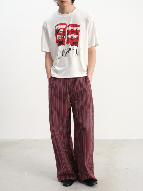 JCAESAR Red Bus Print Short‑Sleeve Tee