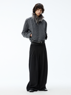 JCAESAR Detachable Washable Old Wool Collar Waist Loop Jacket - jcaesarclo