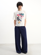 JCAESAR Blue-Black Plaid Pleated Trousers - jcaesarclo