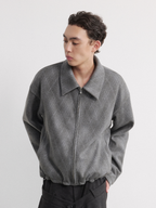 JCAESAR Grey Diamond-Shaped Drawstring Fleece Jacket - jcaesarclo