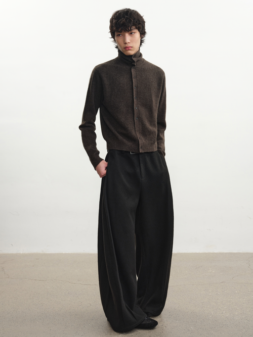 JCAESAR Heathered High‑Neck Cardigan Sweater