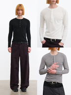 JCAESAR  Five-Snap Henley Long Sleeve