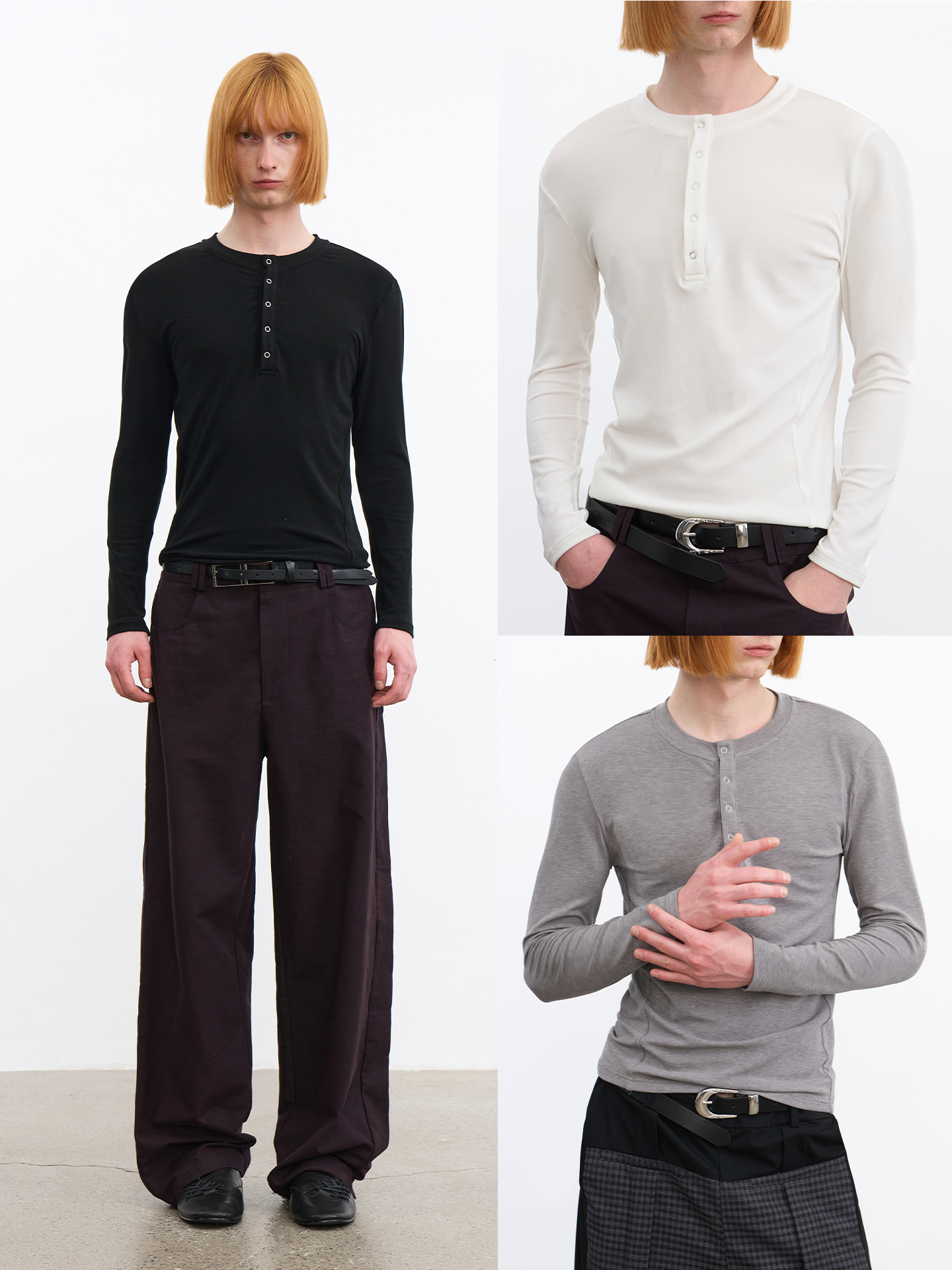 JCAESAR  Five-Snap Henley Long Sleeve