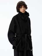 JCAESAR Asymmetric Zipper Belted Coat