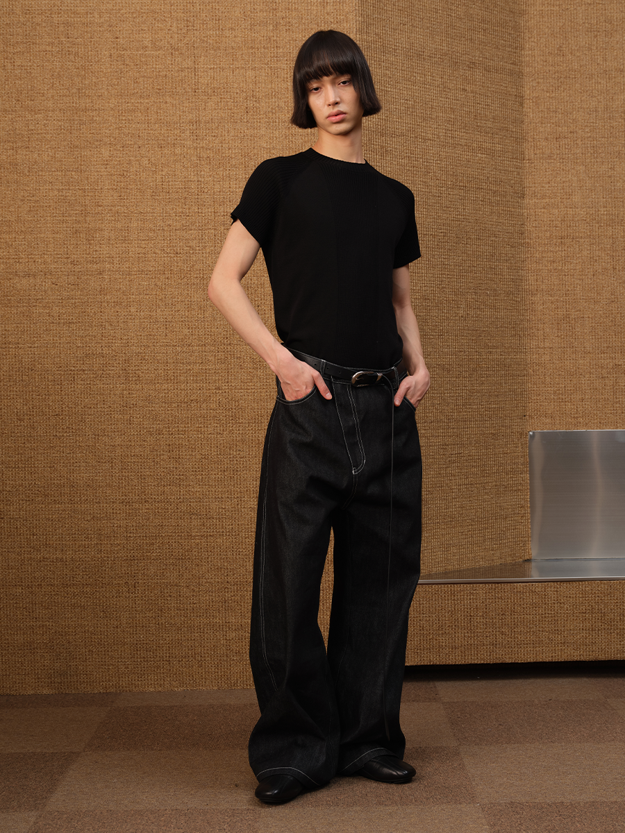 Jcaesar Diagonal Placket Raw Denim Banana - jcaesarclo
