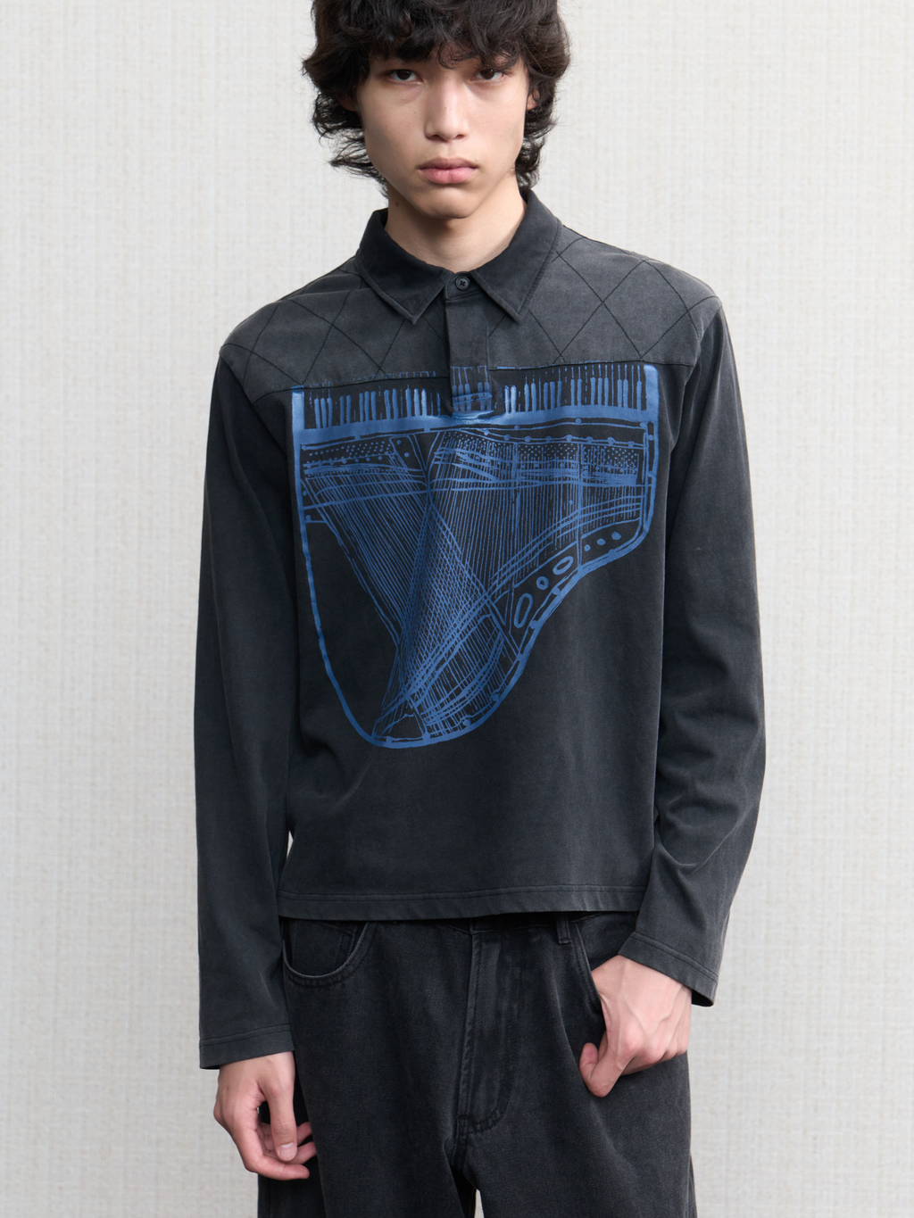 JCAESAR Reversed Piano Print Long-Sleeve Shirt