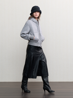 JCAESAR WOMEN Cable-Knit Ribbed Down Sweatshirt