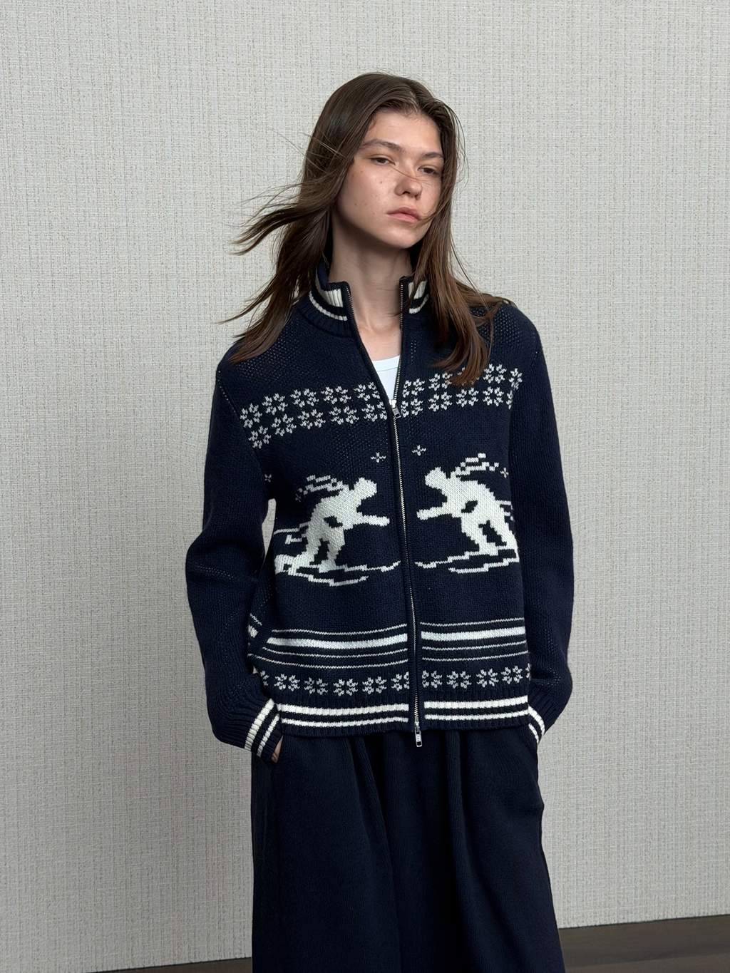 JCAESAR WOMEN Ski-Inspired Double-Zip Sweater