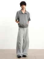 JCAEASAR Striped structured ruched trousers