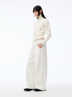 JCAESAR WOMEN Wide-Leg White Jeans With Side Pleat - jcaesarclo