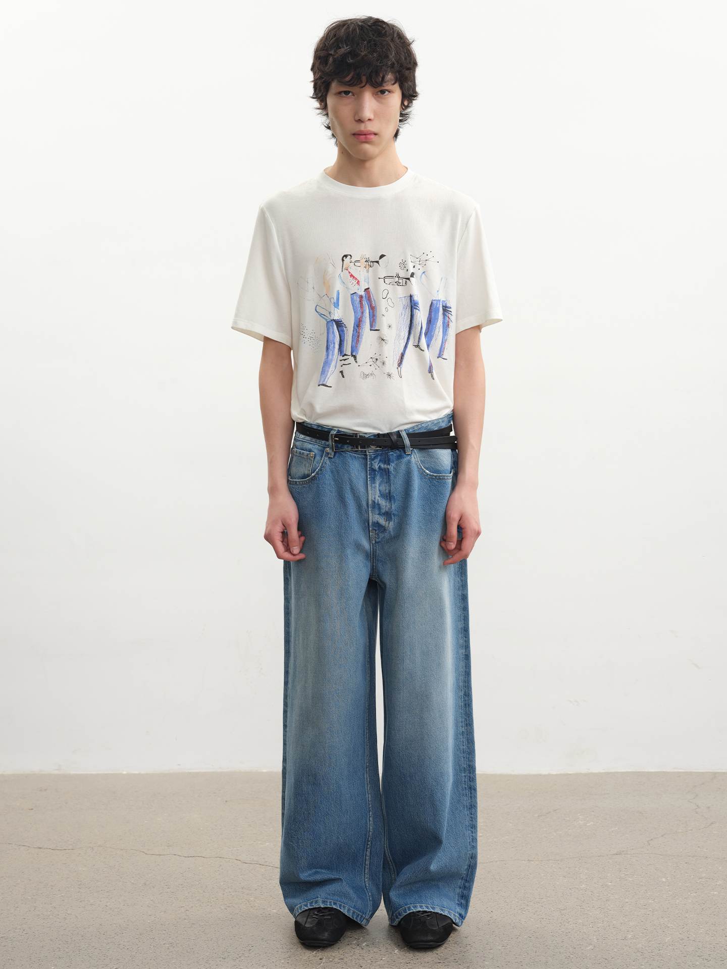 JCAESAR Blue Symphony Print Short‑Sleeve Tee - jcaesarclo
