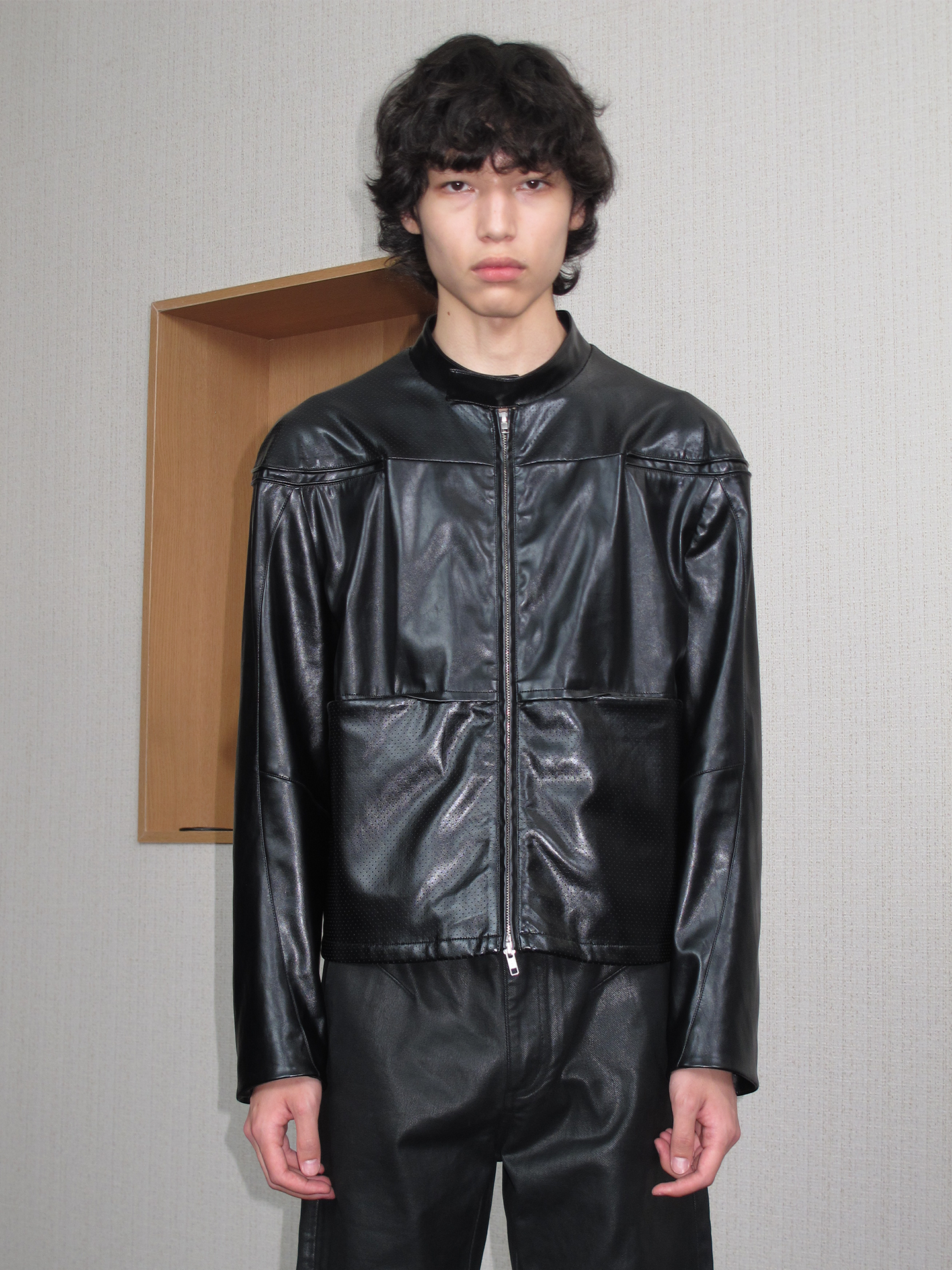JCAESAR  Leather Jacket with Hidden Mesh Pockets