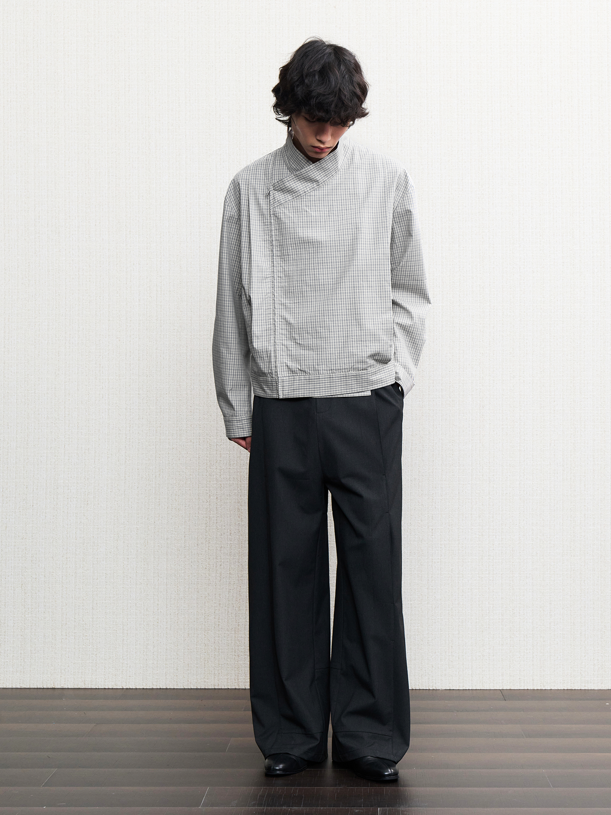 JCAESAR  Fence-Mesh Panel Long Pants