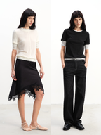 JCAESAR WOMEN Layered-Look Ruched-Sleeve Short-Sleeve Top - jcaesarclo