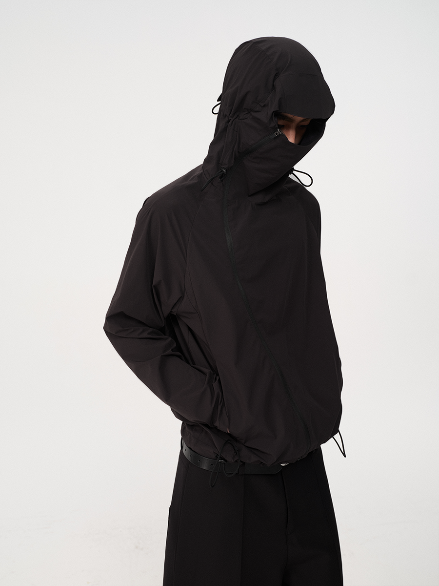 Jcaesar Slanted Zipper Sun-Protective Jacket with Face Screen - jcaesarclo