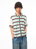 JCAESAR Striped mint shirt with gold buttons