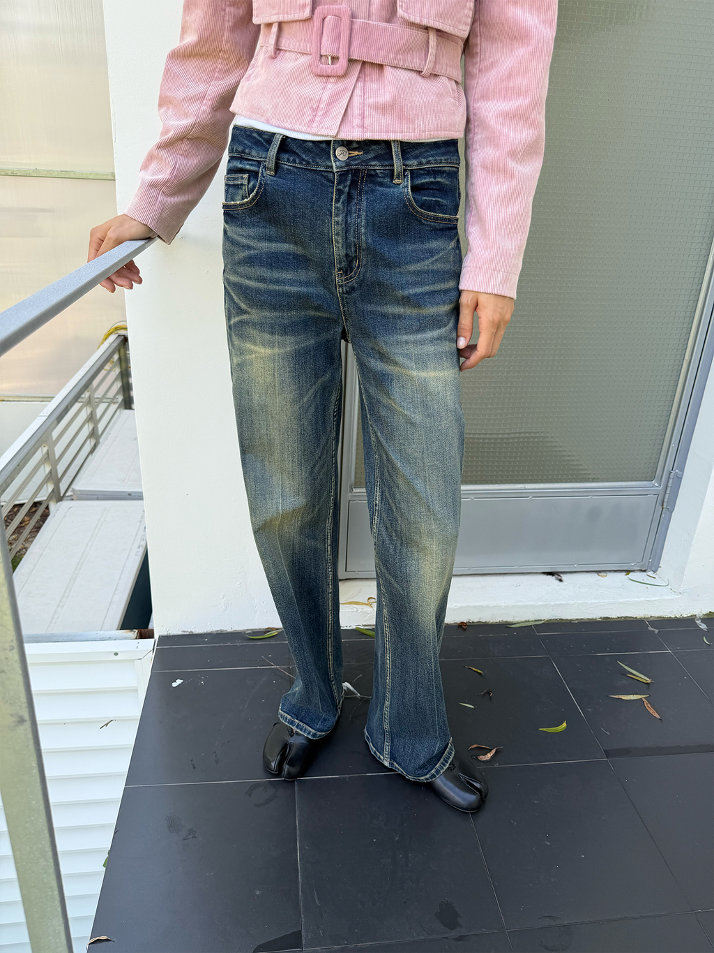 JCAESAR WOMEN Vintage Heavy-Wash Stretch Jeans