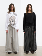 JCAESAR WOMEN Comfort striped drawstring balloon pants
