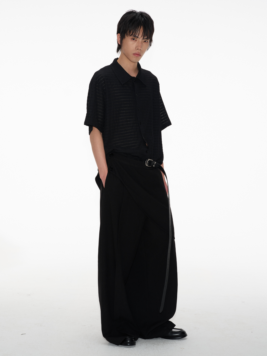 Jcaesar Cut-Out Striped Short-Sleeved Shirt - jcaesarclo