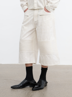 JCAESAR Coated Utility Moto Cropped Pants – Wide Fit Workwear Capri Trousers