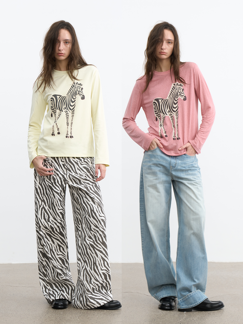 JCAESAR WOMEN ゼブラ柄長袖シャツ