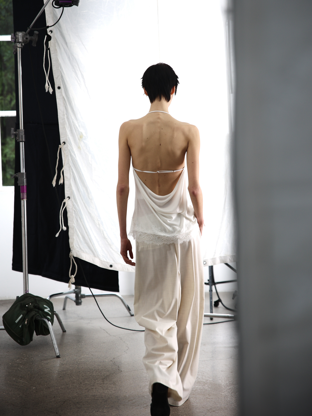 JCAESAR WOMEN Draped sheer panel camisole