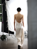 JCAESAR WOMEN Draped sheer panel camisole