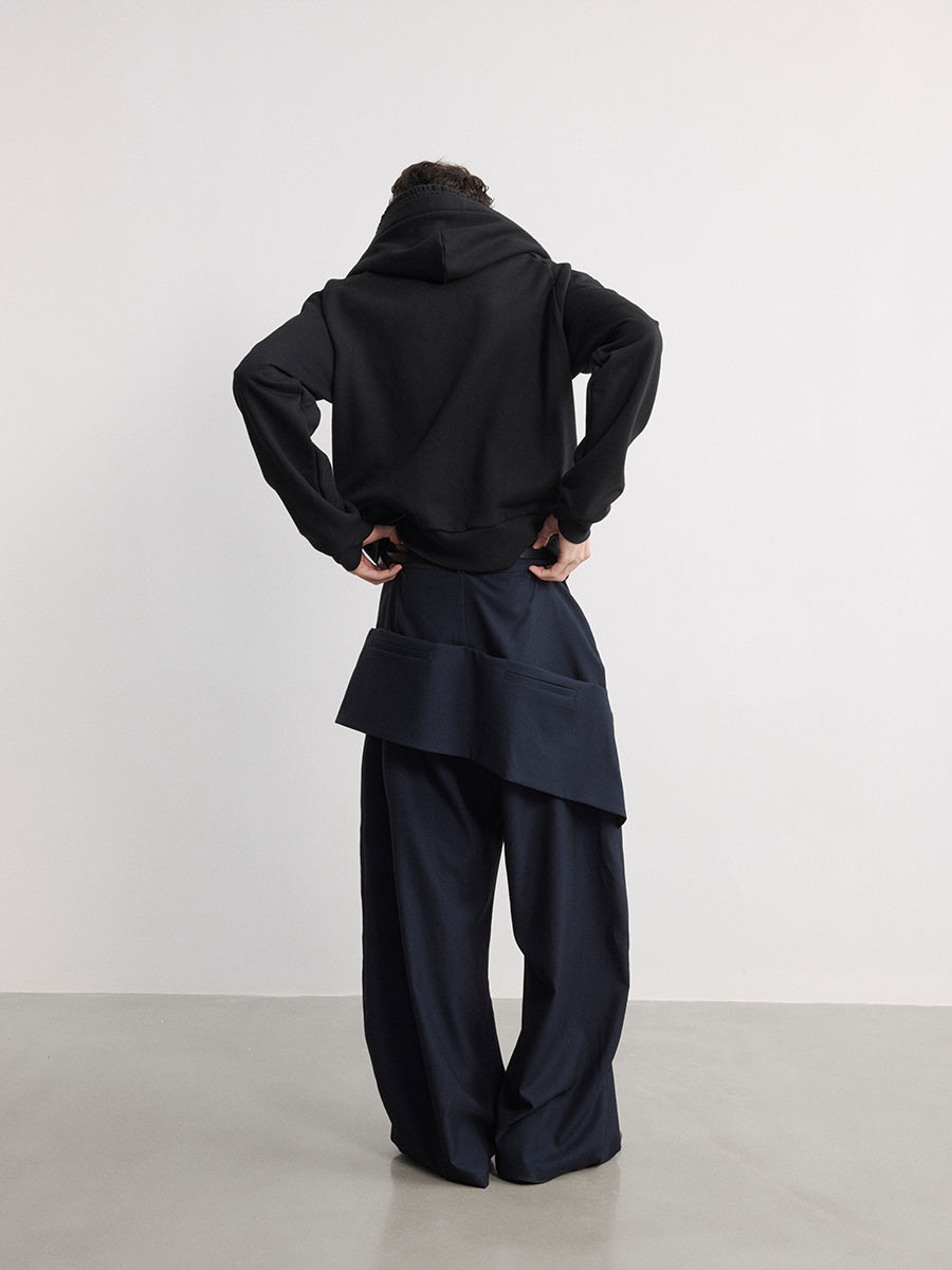 JCAESAR Double-Waisted Pleated Wide-Leg Pants