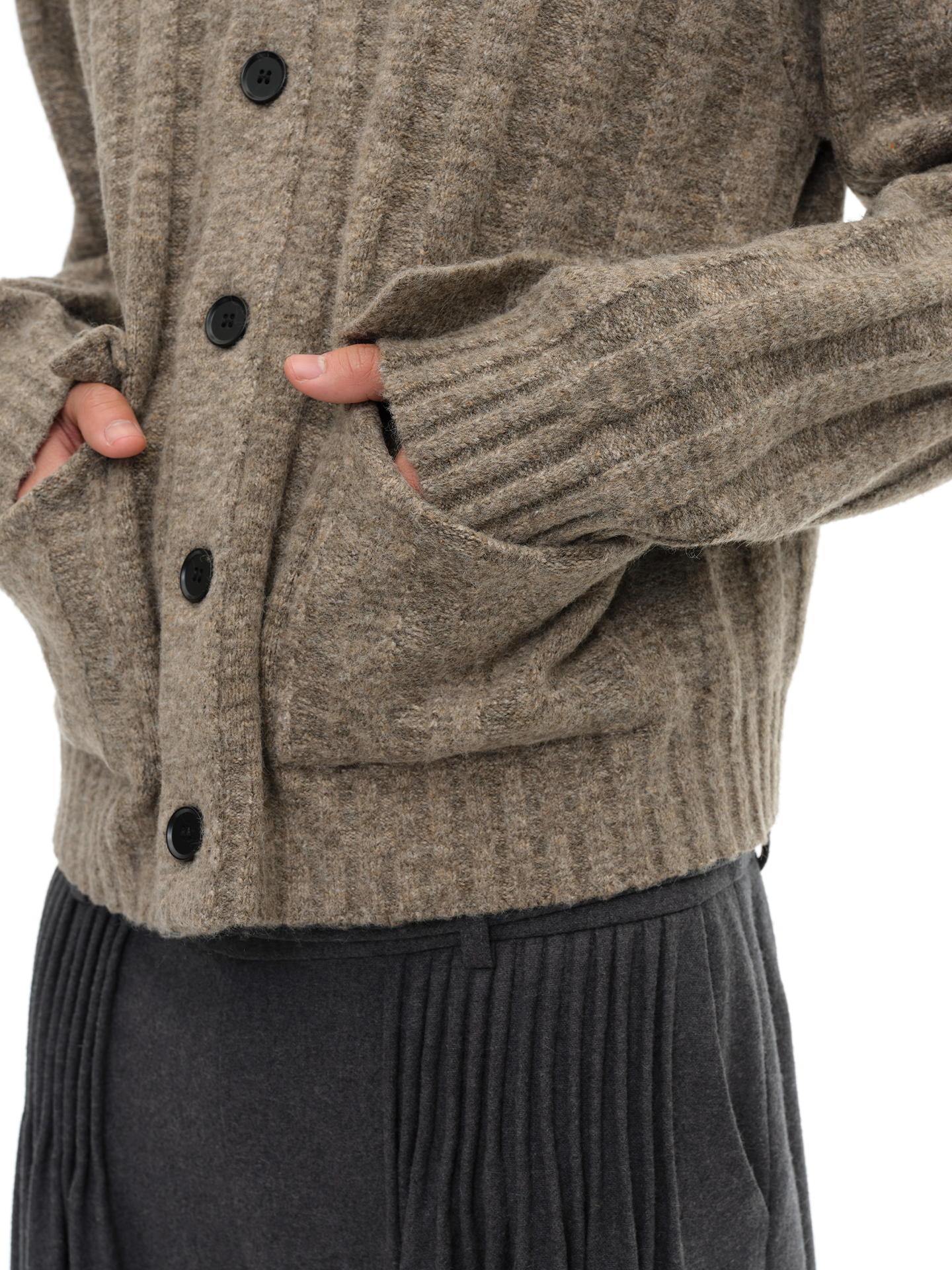 JCAESAR Shawl-Collar Ribbed Sweater - jcaesarclo