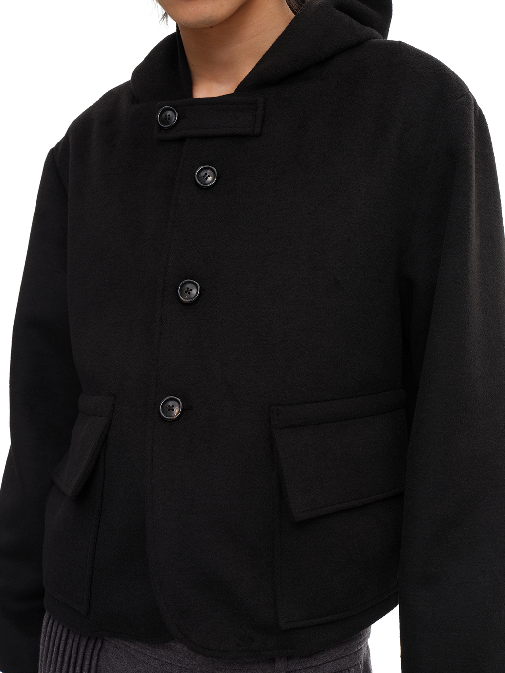 JCAESAR Hooded Wool Jacket with Pockets - jcaesarclo