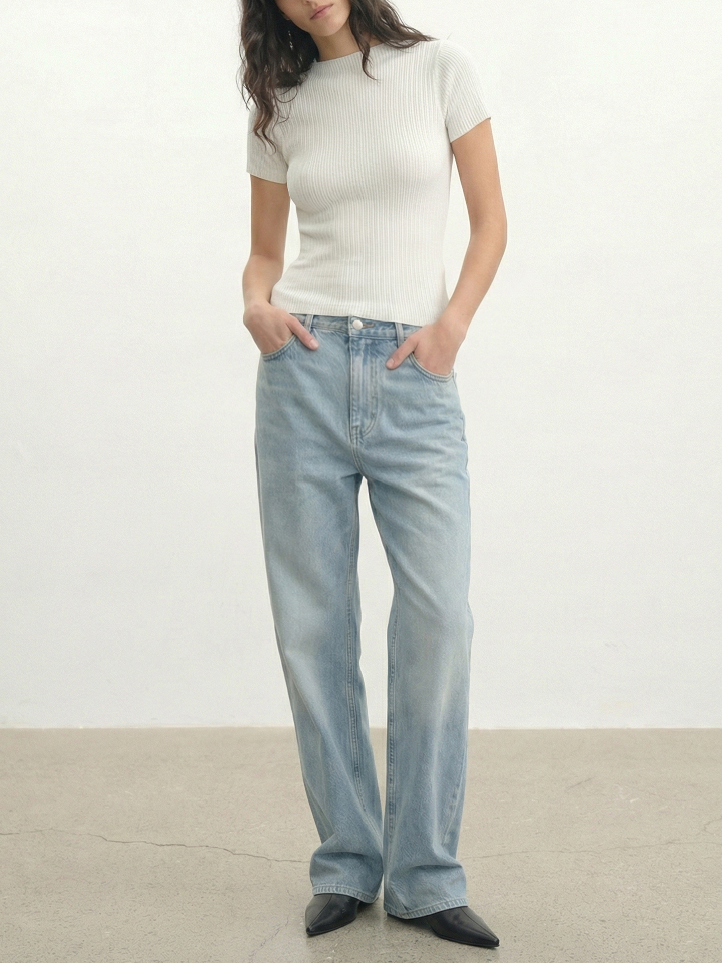 JCAESAR WOMEN Wide‑Trim Collar Fitted Sweater - jcaesarclo