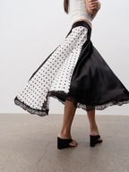 JCAESAR WOMEN Polka Dot Patchwork Midi Skirt - jcaesarclo
