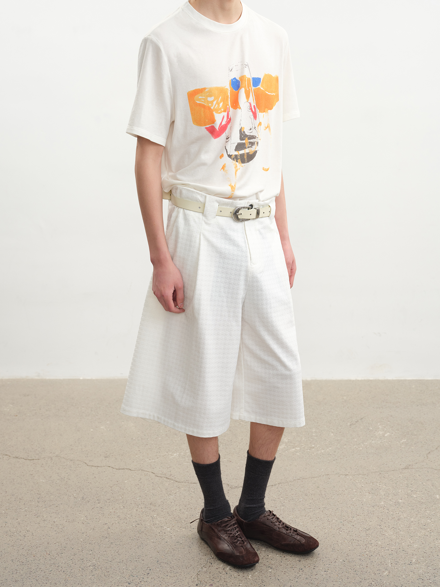 JCAESAR Houndstooth Pleated Cropped Pants