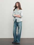 JCAESAR WOMEN Washed Straight-Leg Jeans with Asymmetric Fly