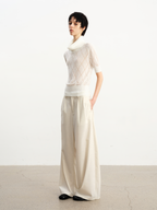 JCAESAR WOMEN Pleated Low‑Crotch Curved‑Blade Pants