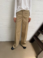 JCAESAR WOMEN Khaki Straight-Leg Pants without Waistband