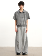 JCAEASAR Striped structured ruched trousers