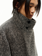 JCAESAR  Cocoon-Shaped Overcoat With A Back Pleated Slanted Front - jcaesarclo