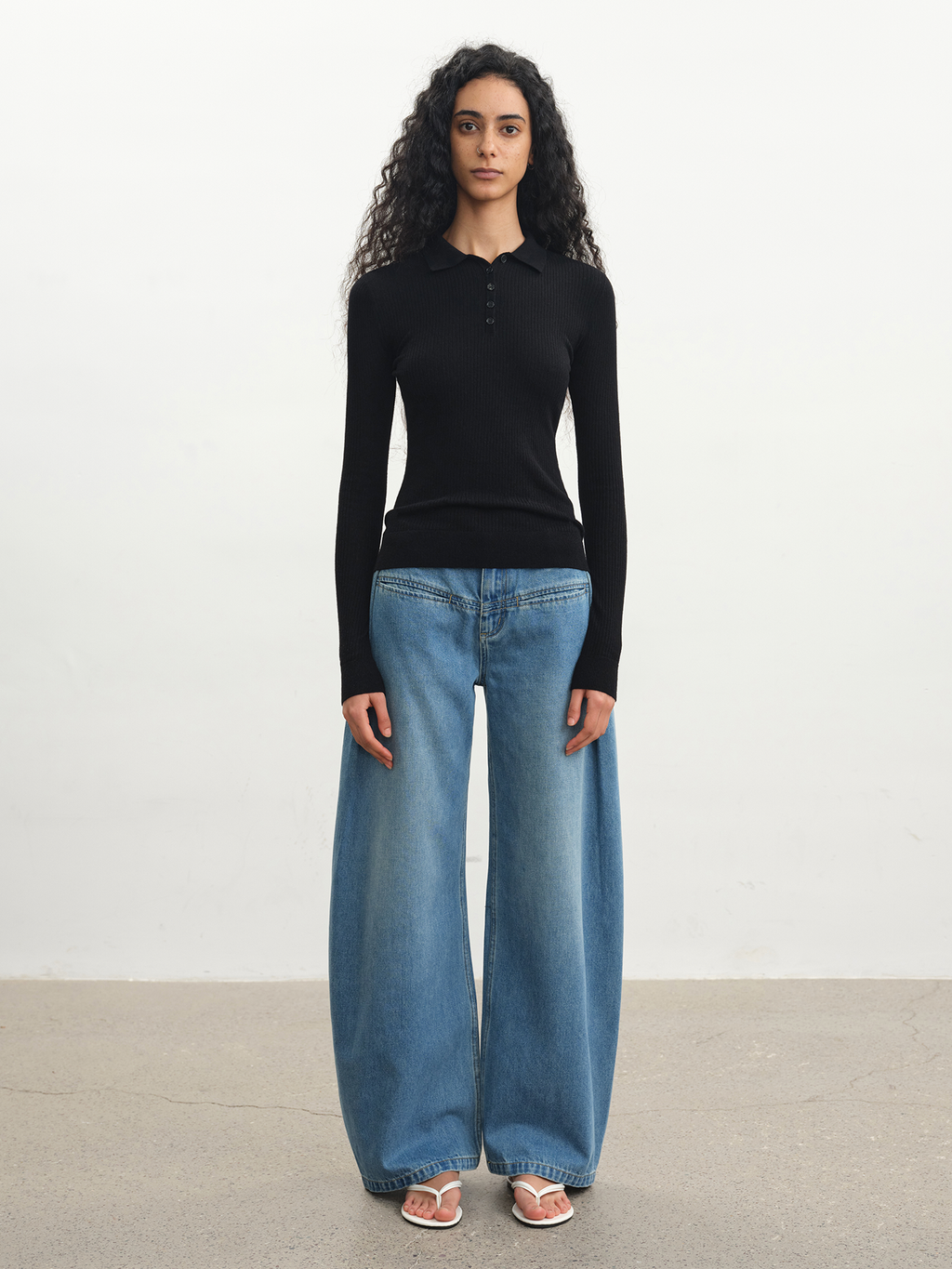 JCAESAR WOMEN Ribbed Knit Base Layer with Polo Collar - jcaesarclo