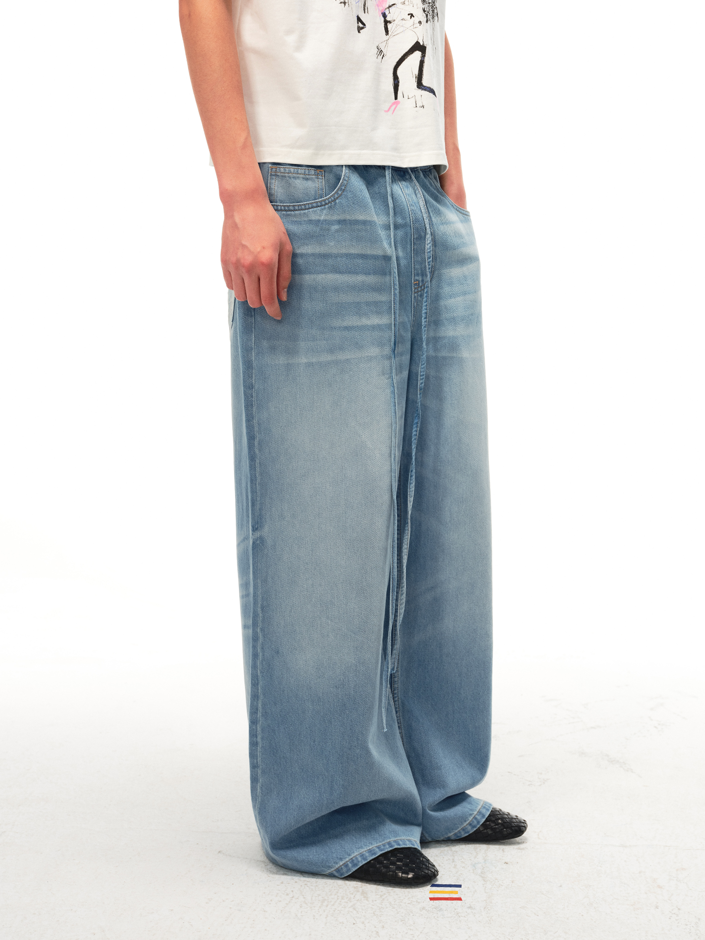 JCAESAR Lightweight drawstring sleep pants in blue denim