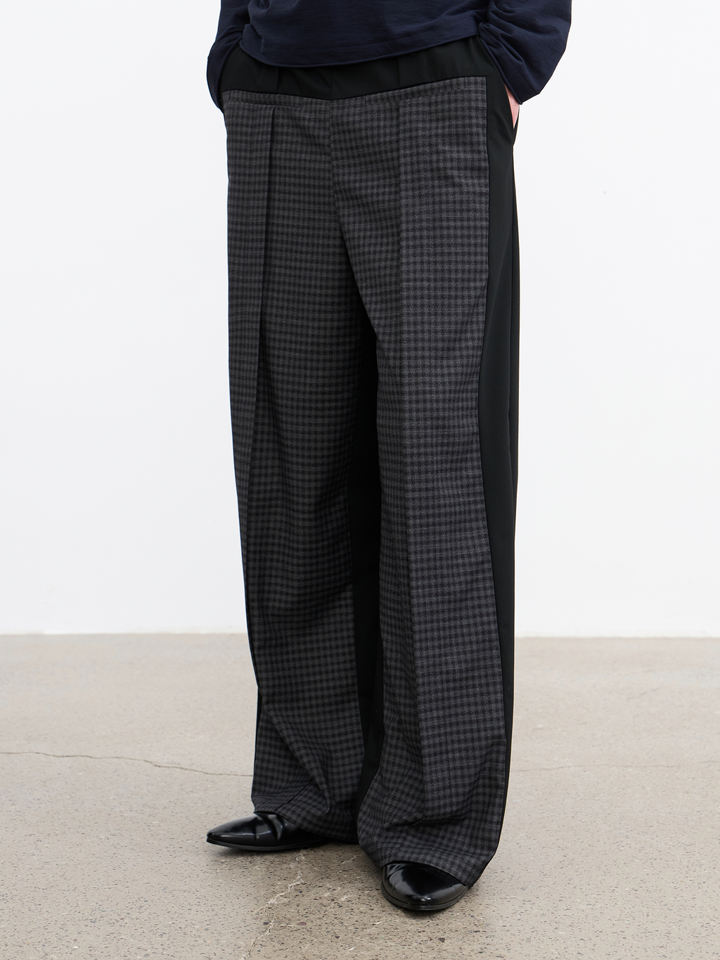JCAESAR Plaid Matrix Color-Block Straight-Leg Pants