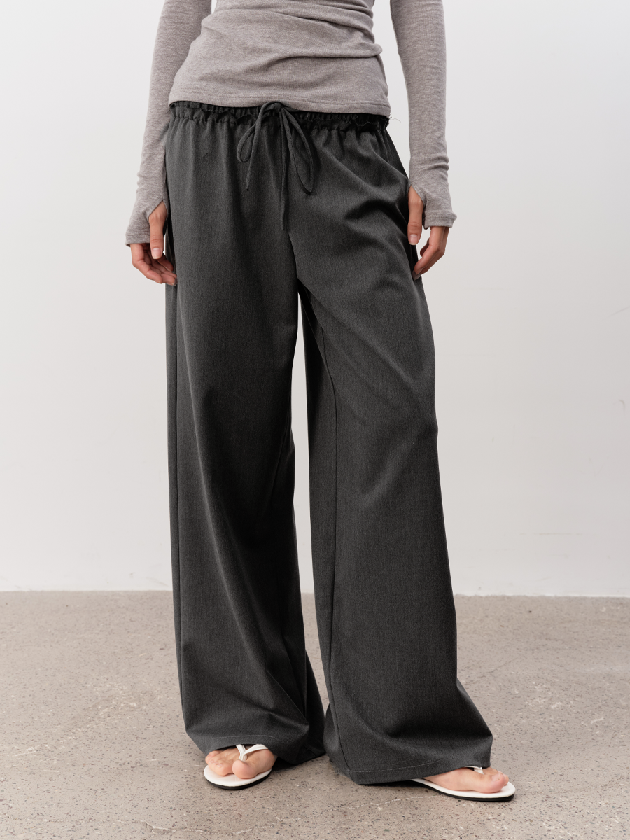 JCAESAR WOMEN Frayed Drawstring Dress Pants - jcaesarclo