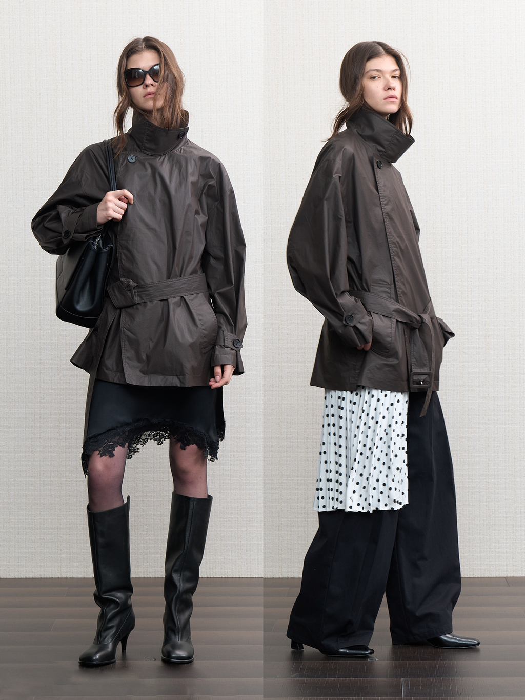 JCAESAR WOMEN Urban rain‑night waxed trench coat
