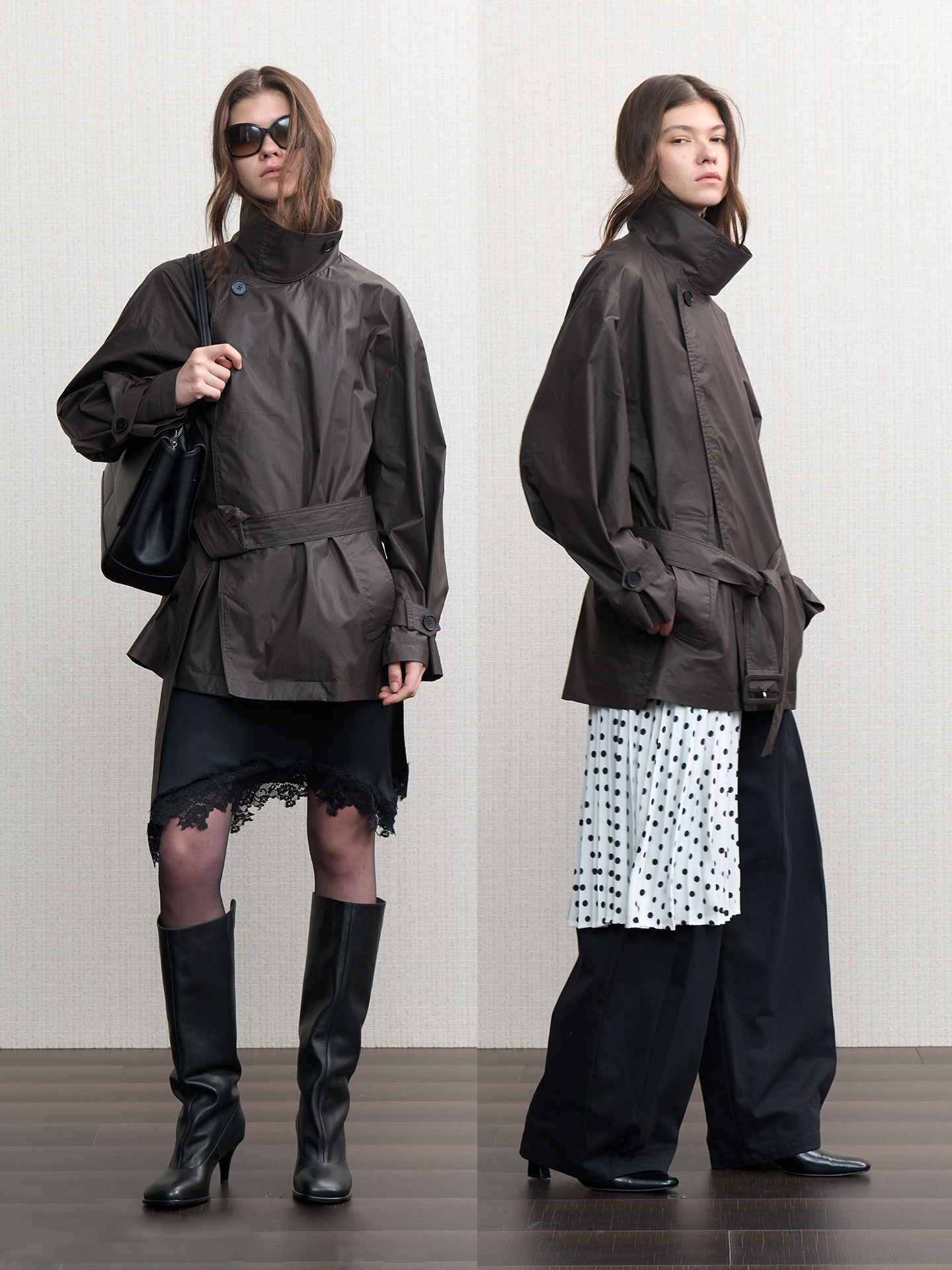 JCAESAR WOMEN Urban rain‑night waxed trench coat