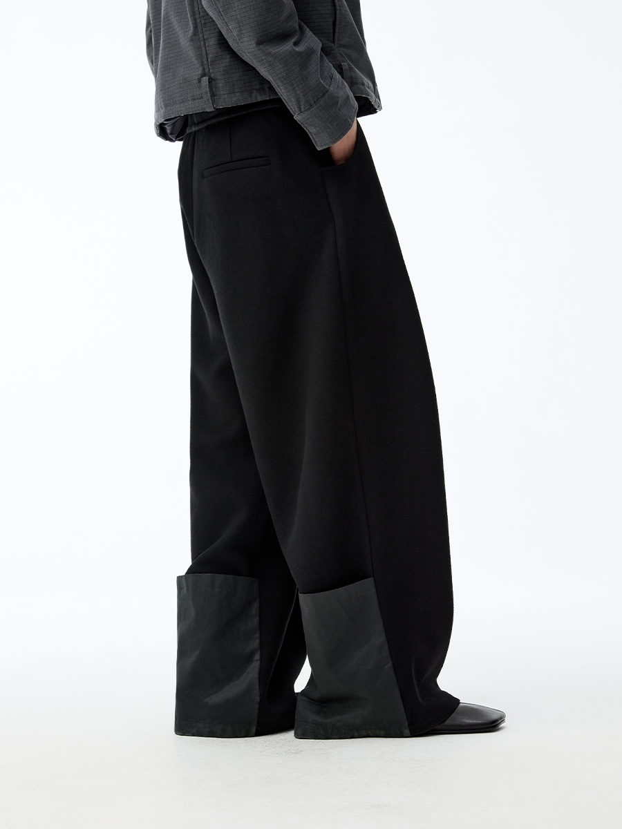 JCAESAR Knitted Wool Trousers With Leather Waist - jcaesarclo