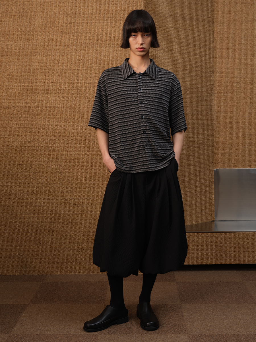 Jcaesar Striped Knitted Short-Sleeve Shirt - jcaesarclo